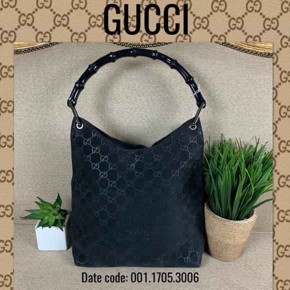 Gucci Handbags - Gucci shoulder bag suede black handbag bamboo